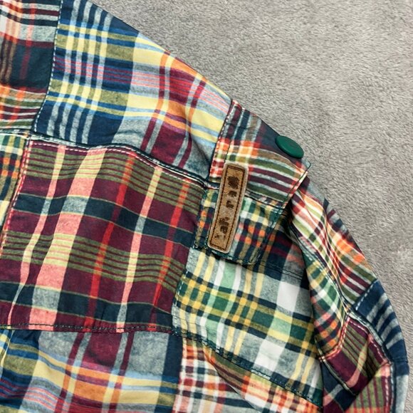 Lafuma Jacket Size Small Hooded Windbreaker Full Zip Multicolor Plaid Patchwork - Picture 2 of 8